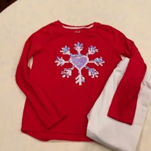 Cat and Jack red snowflake girls top 7/8